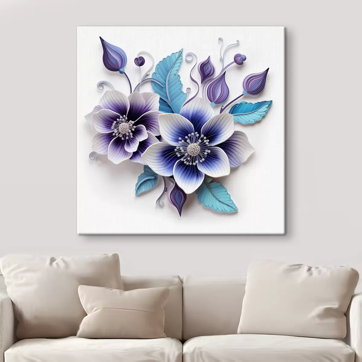  Schilderijen Fijne blauwe bloemen s43125