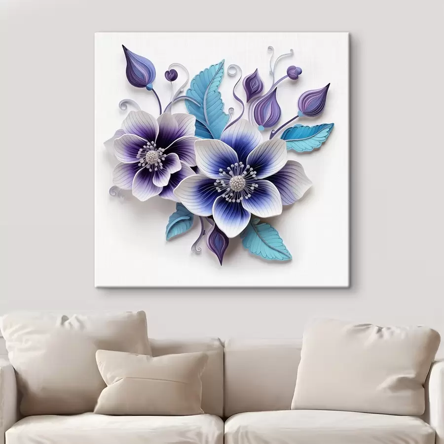  Schilderijen Fijne blauwe bloemen s43125