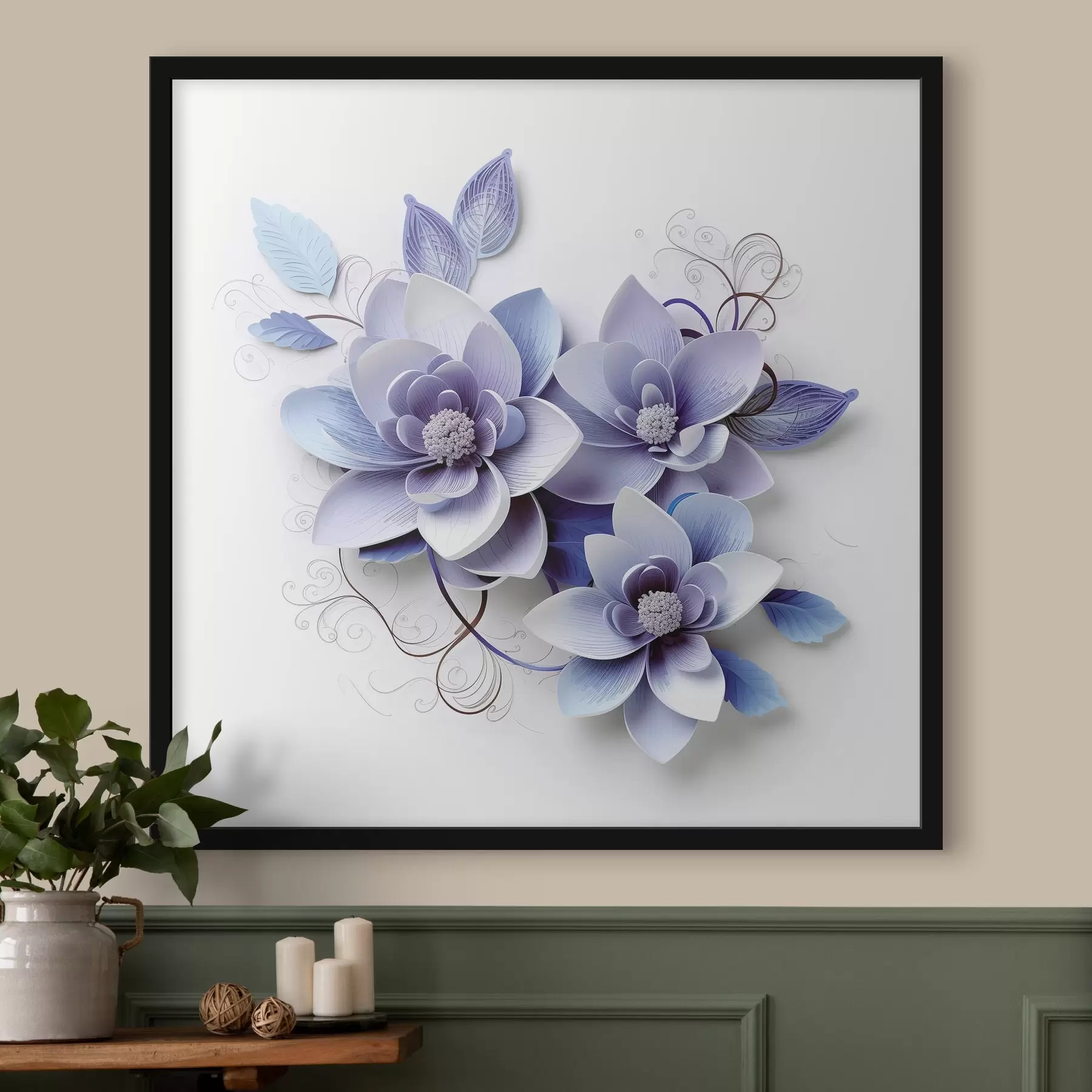 Fotobehang Blauwe abstracte bloemen f43124
