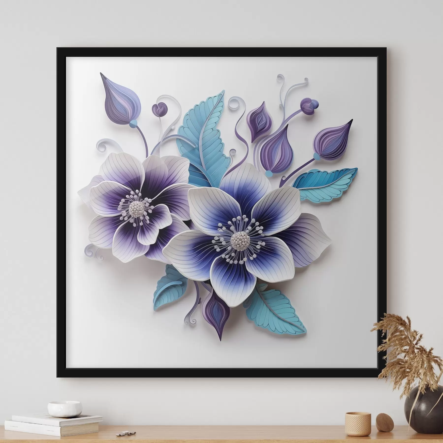 Fotobehang Fijne blauwe bloemen f43125