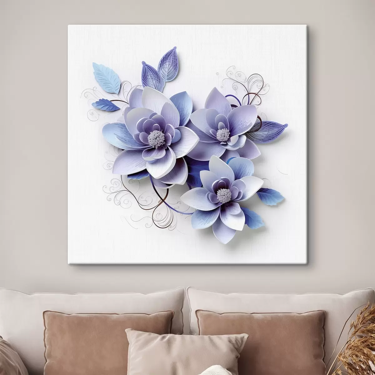  Peintures Fleurs abstraites bleues s43124