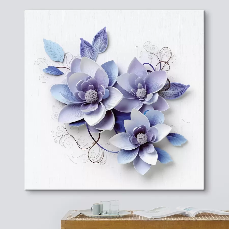  Peintures Fleurs abstraites bleues s43124