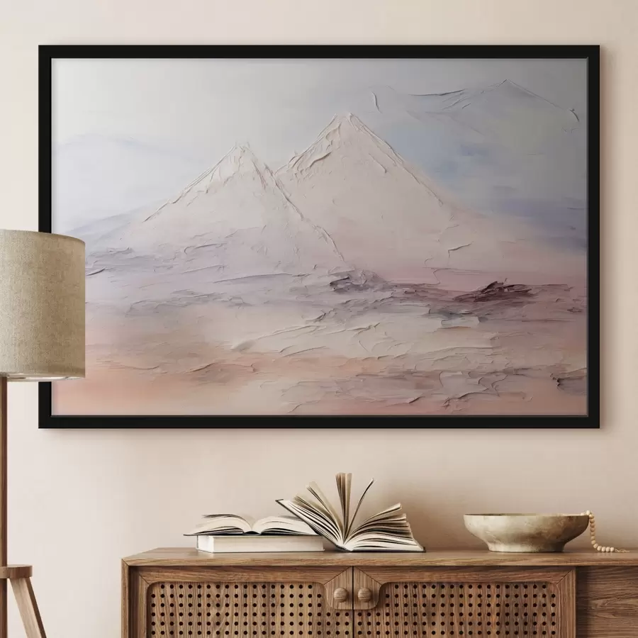 Papier peint photo Peinture minimaliste imitant les montagnes f43200