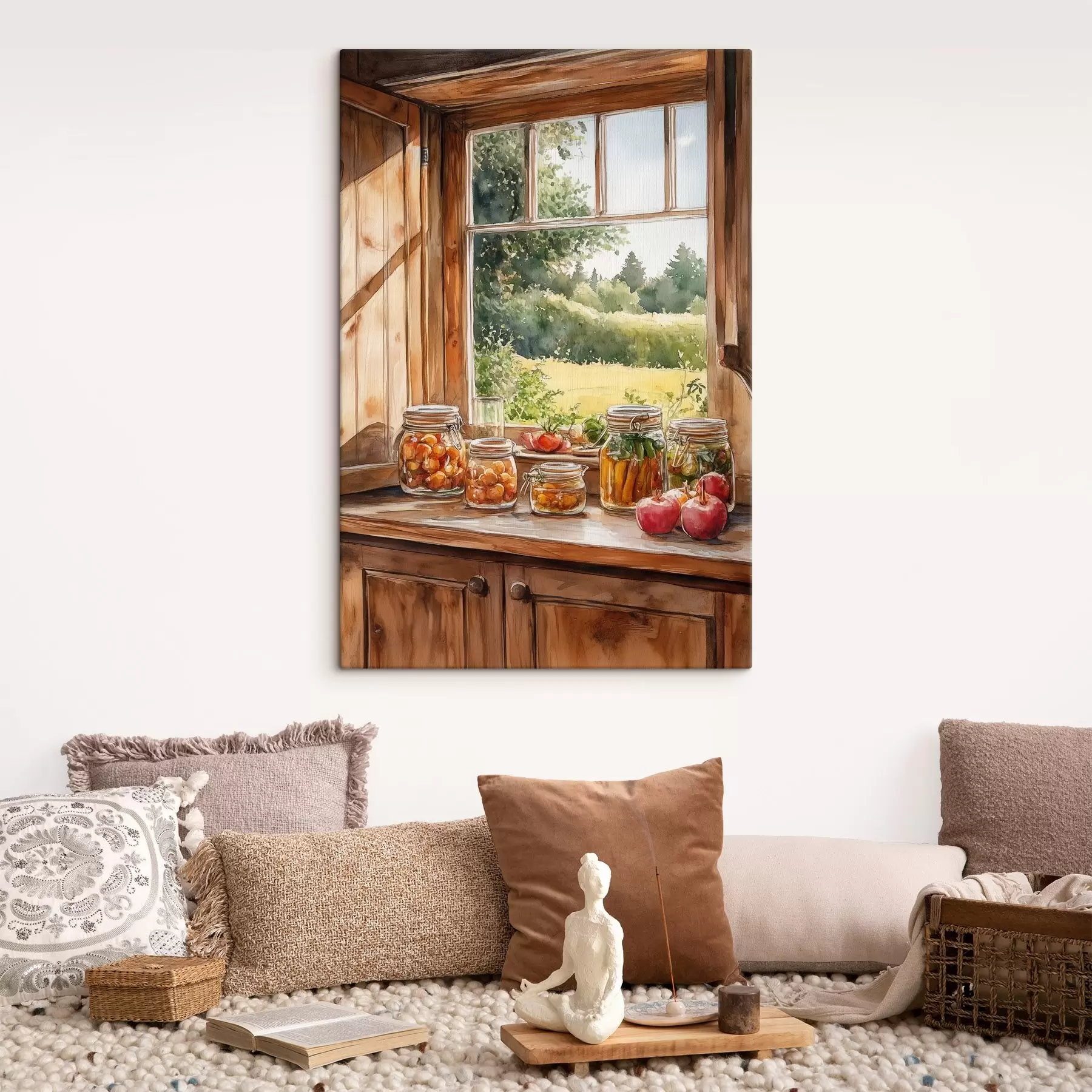  Peintures Esthétique villageoise, maison en bois, nature estivale, légumes, style aquarelle s43185