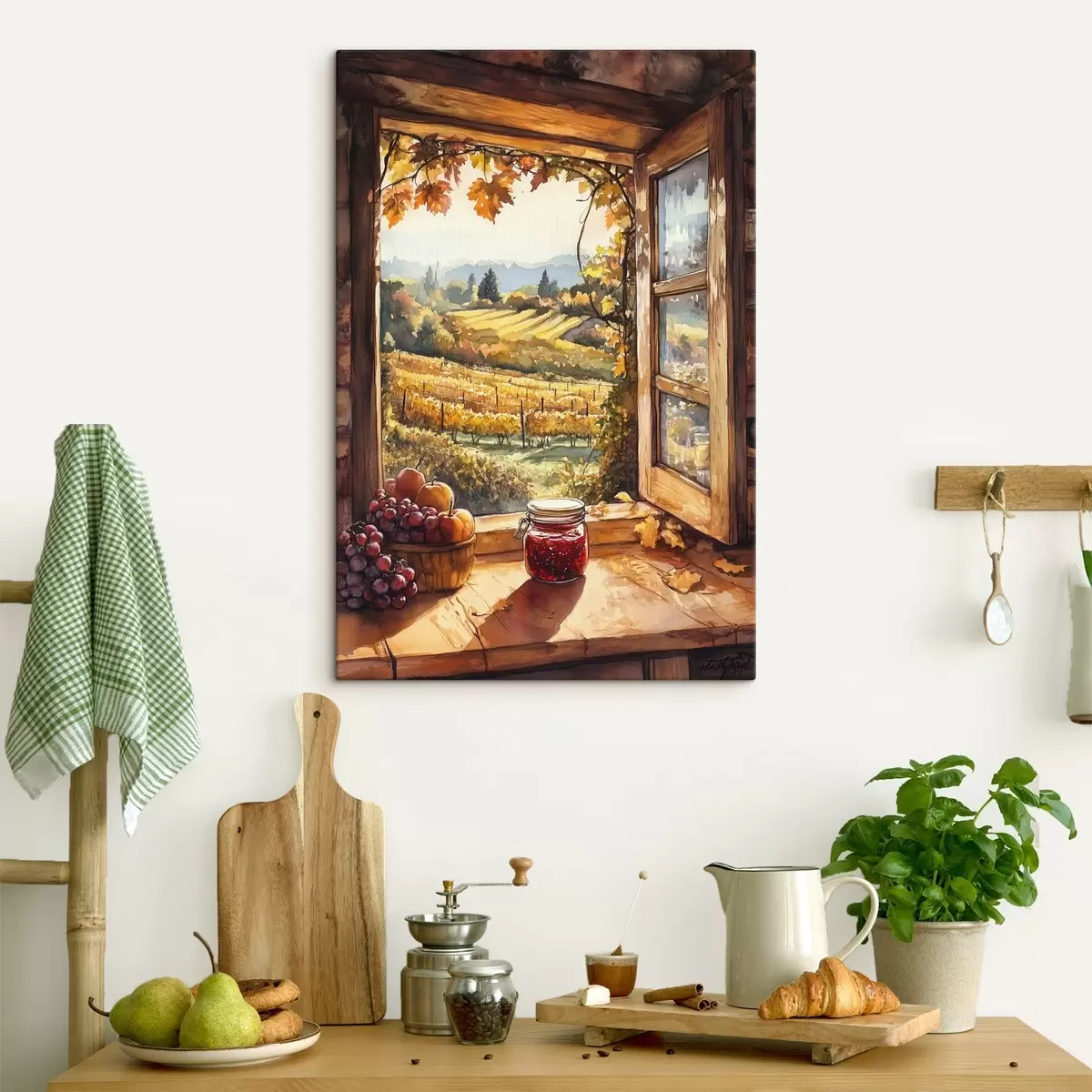  Peintures Récolte dans le village, rustique, fruits, confiture, paysages de nature, style aquarelle s43186