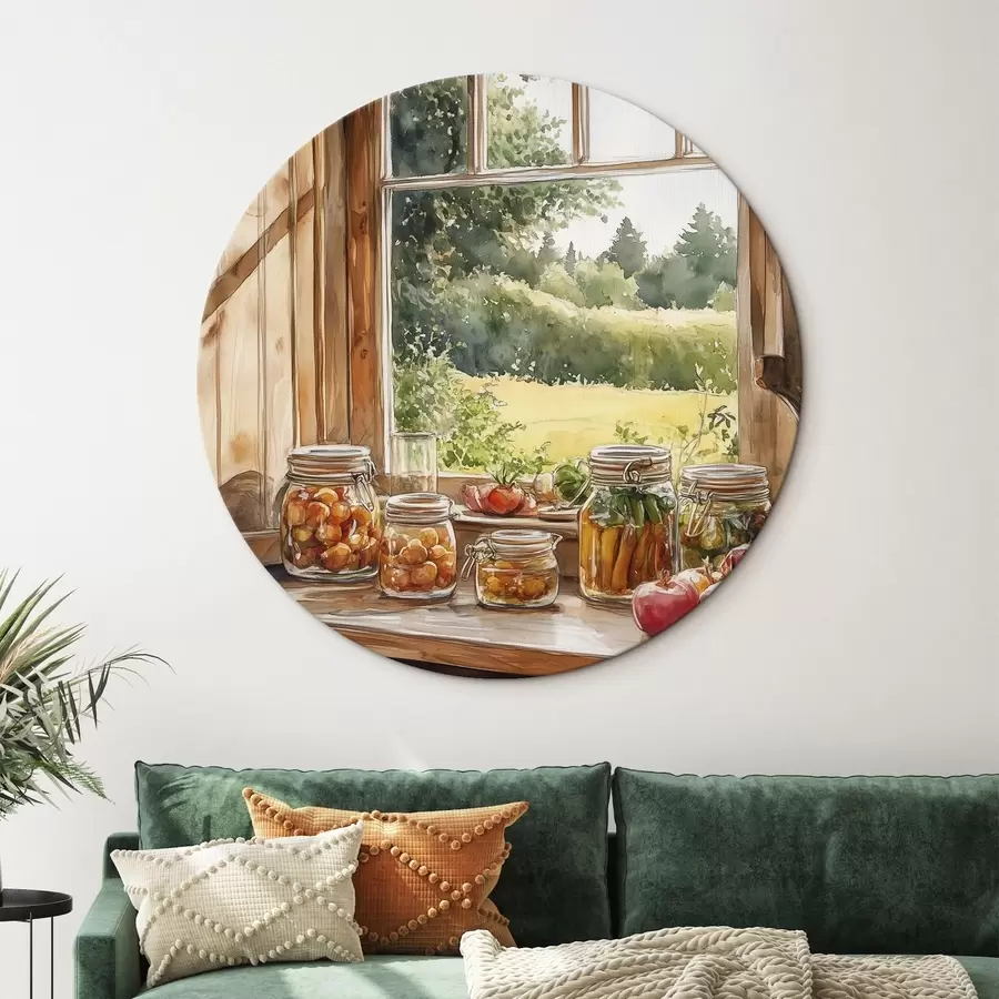  Schilderijen Dorpse esthetiek, houten huis, zomernatuur, groenten, aquarel stijl r43185