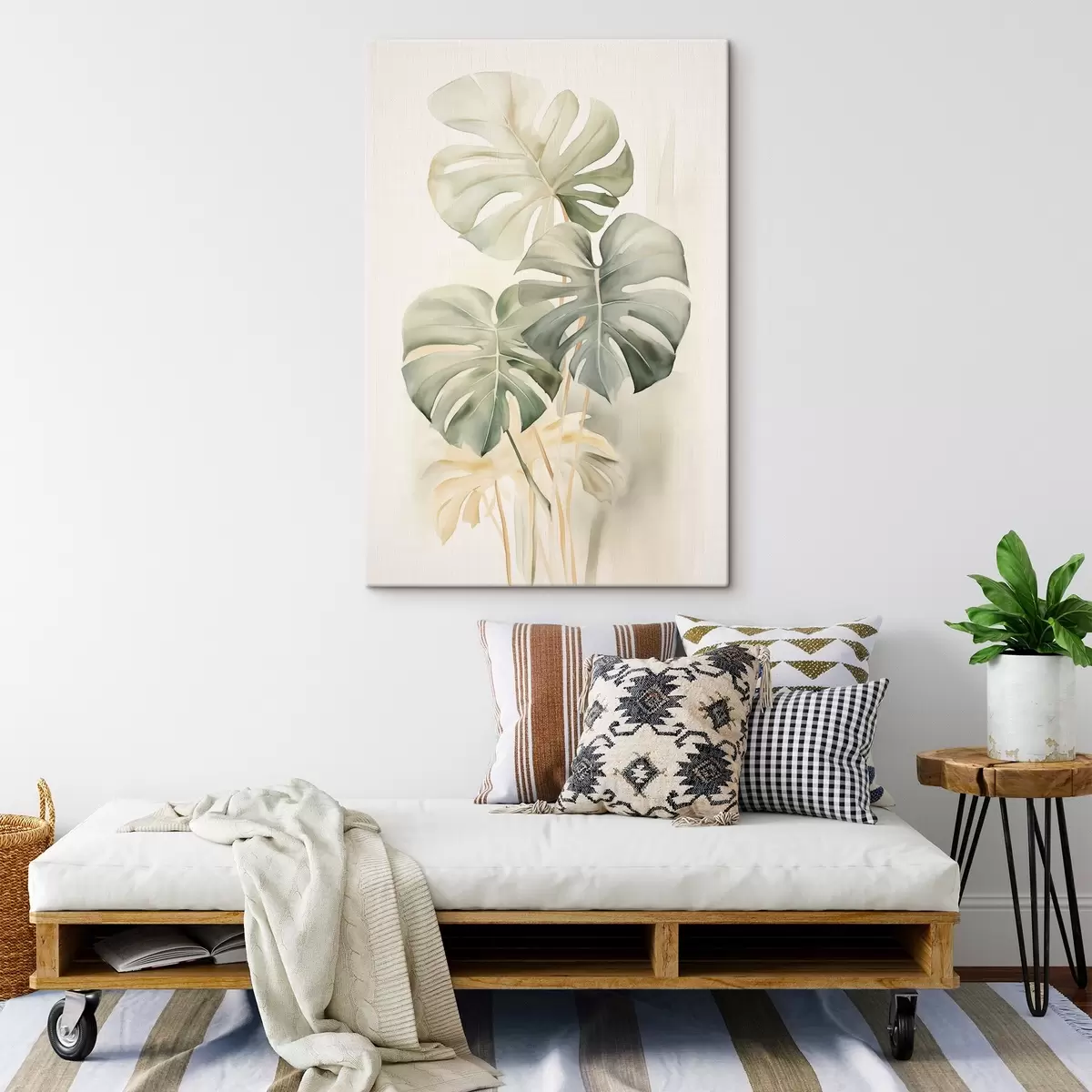  Peintures Feuilles de monstera en technique d'aquarelle s43210