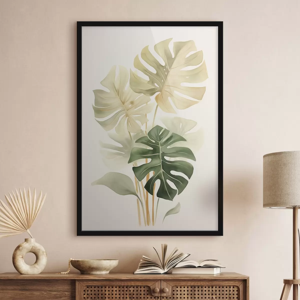 Affiche Feuilles de monstera, imitation d'aquarelle f43209