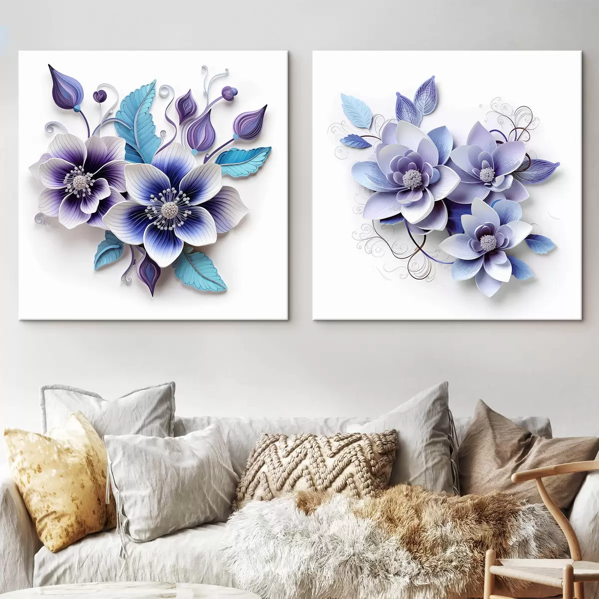  Peintures Fleurs bleues abstraites m00426