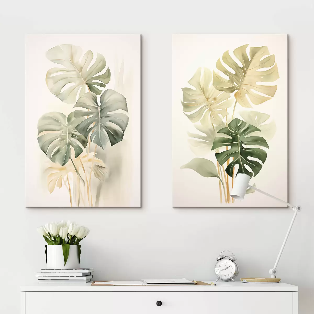  Peintures Feuilles de monstera, feuilles tropicales m00429