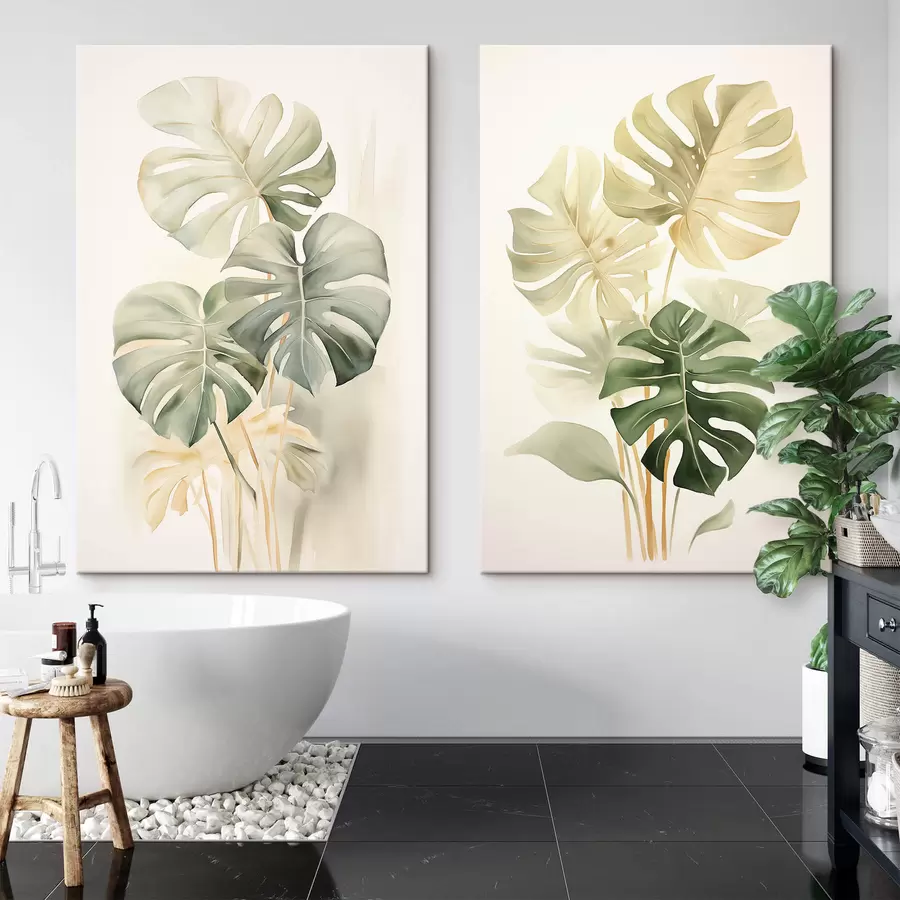  Peintures Feuilles de monstera, feuilles tropicales m00429