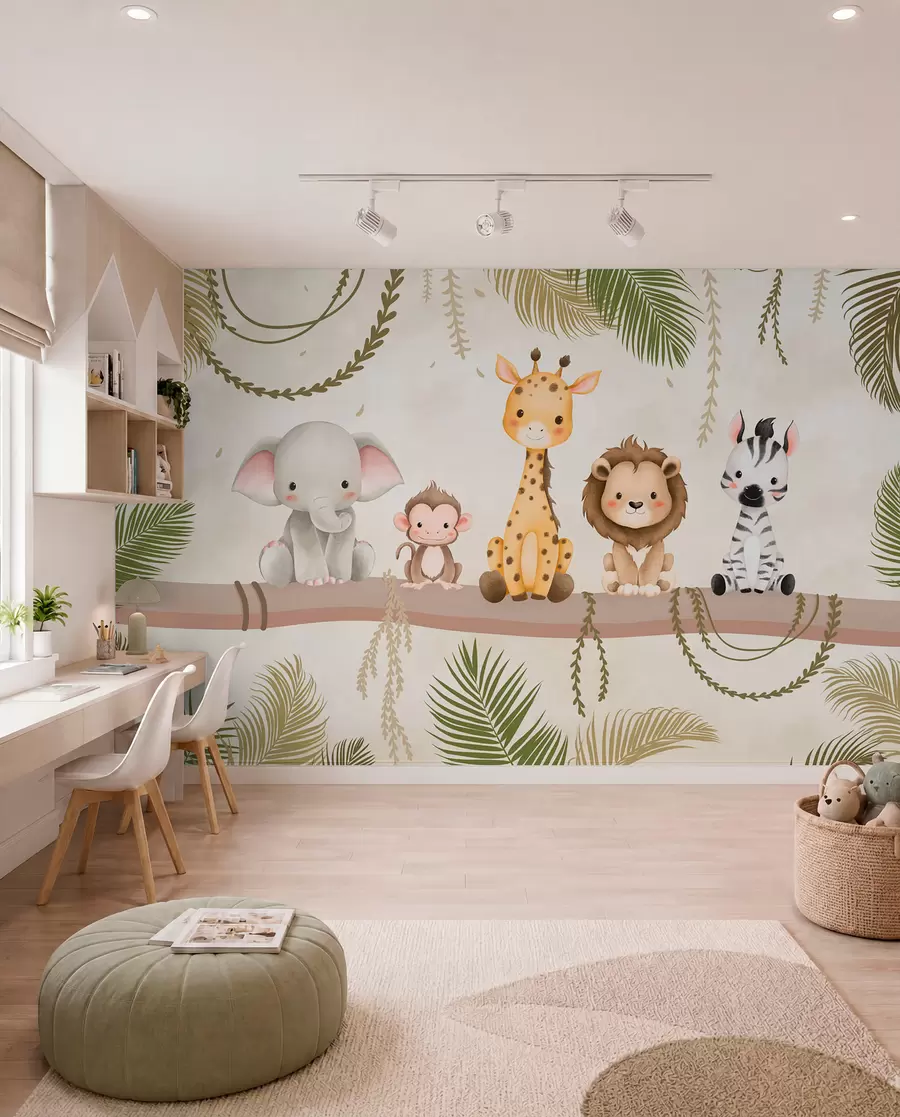 Papier peint photo Petits amis de la jungle w03166