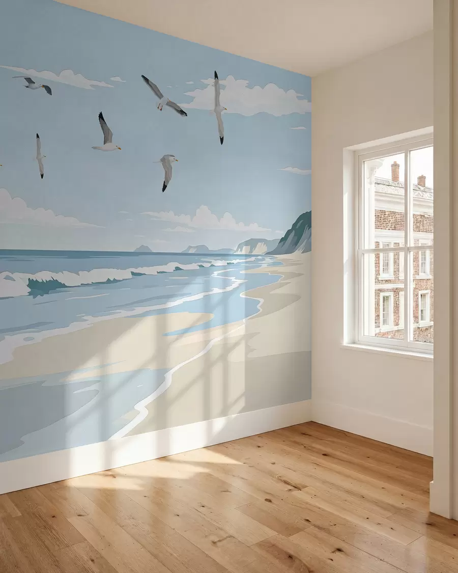 Fotobehang Zeegezicht geschilderd met olieverf w03338