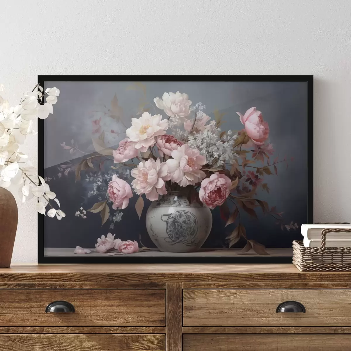 Poster Vintage vaas met bloemen f43038