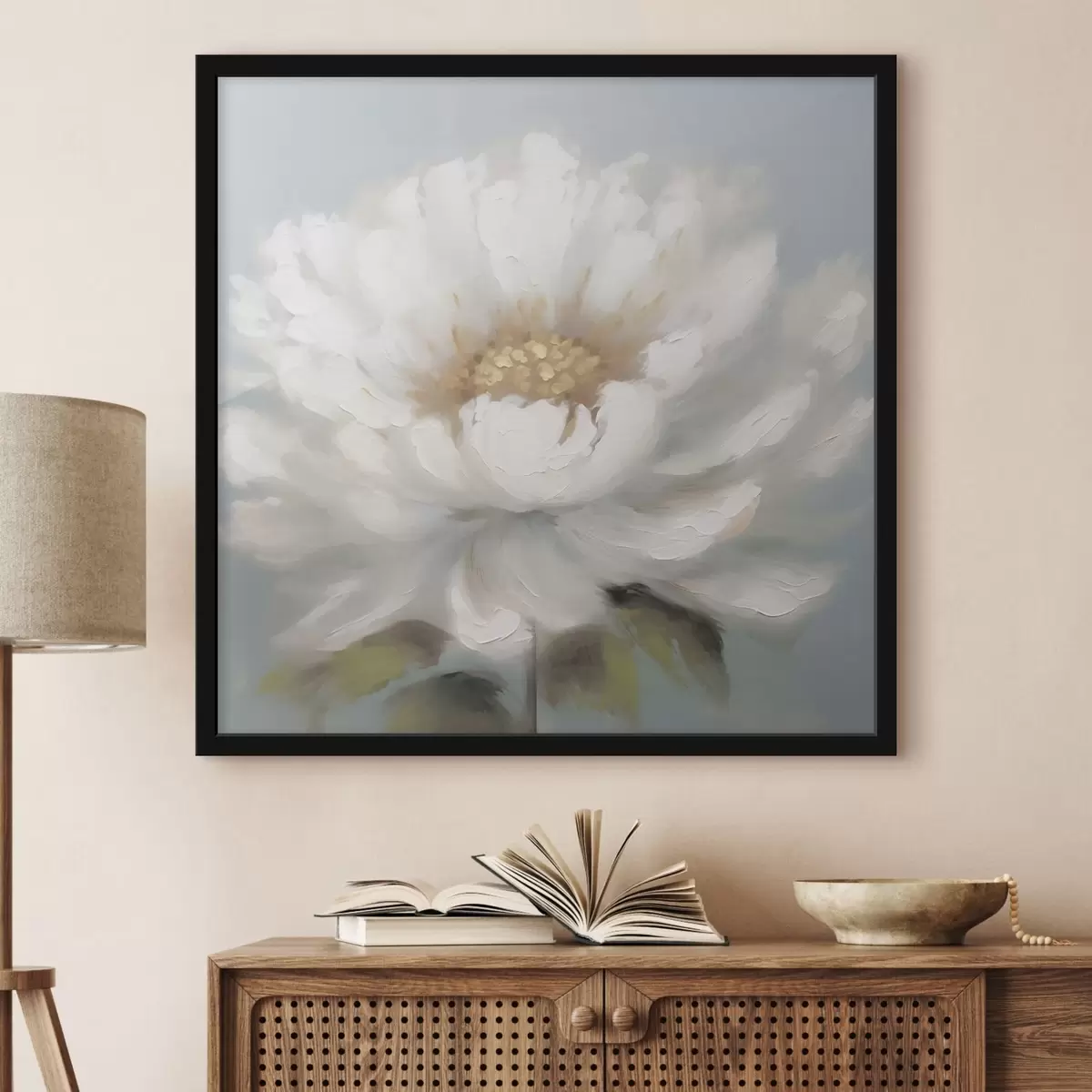 Poster witte bloem f43070