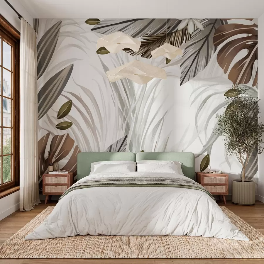 Fotobehang Tropische vegetatie in natuurlijke tinten w03261