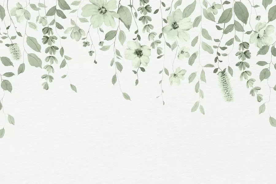 Papier peint photo Suspension de fleurs et de feuilles en aquarelle w03315v2