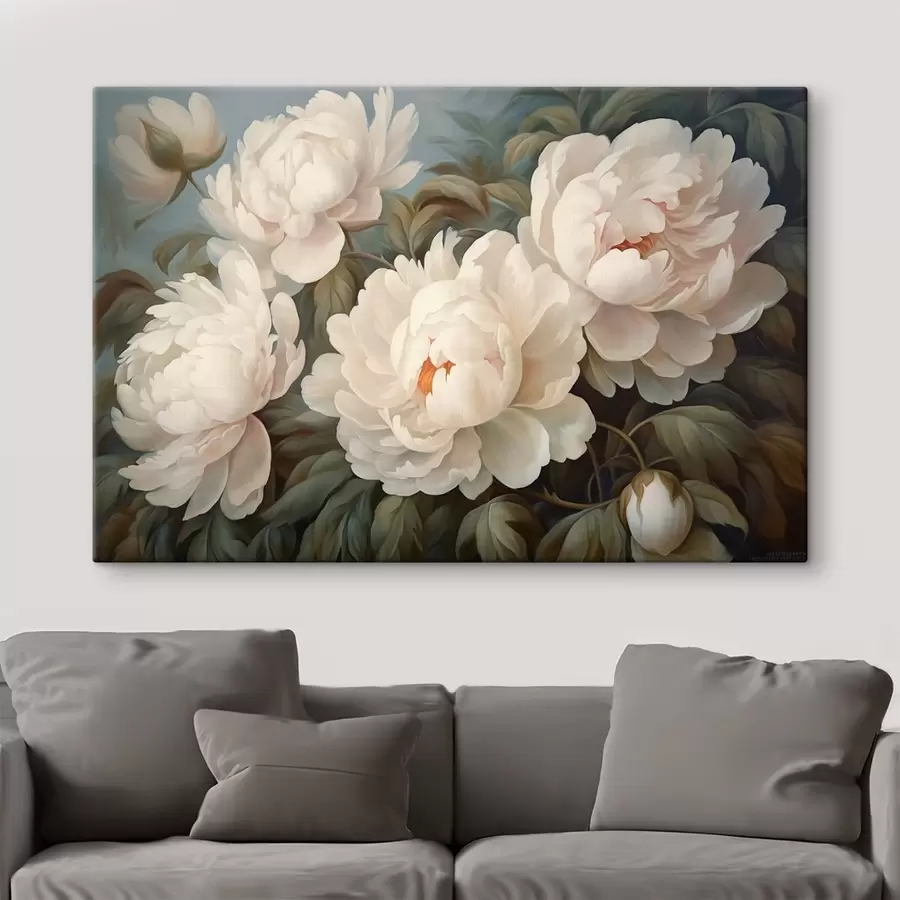  Peintures Fleurs et feuilles blanches dans le brouillard s43091