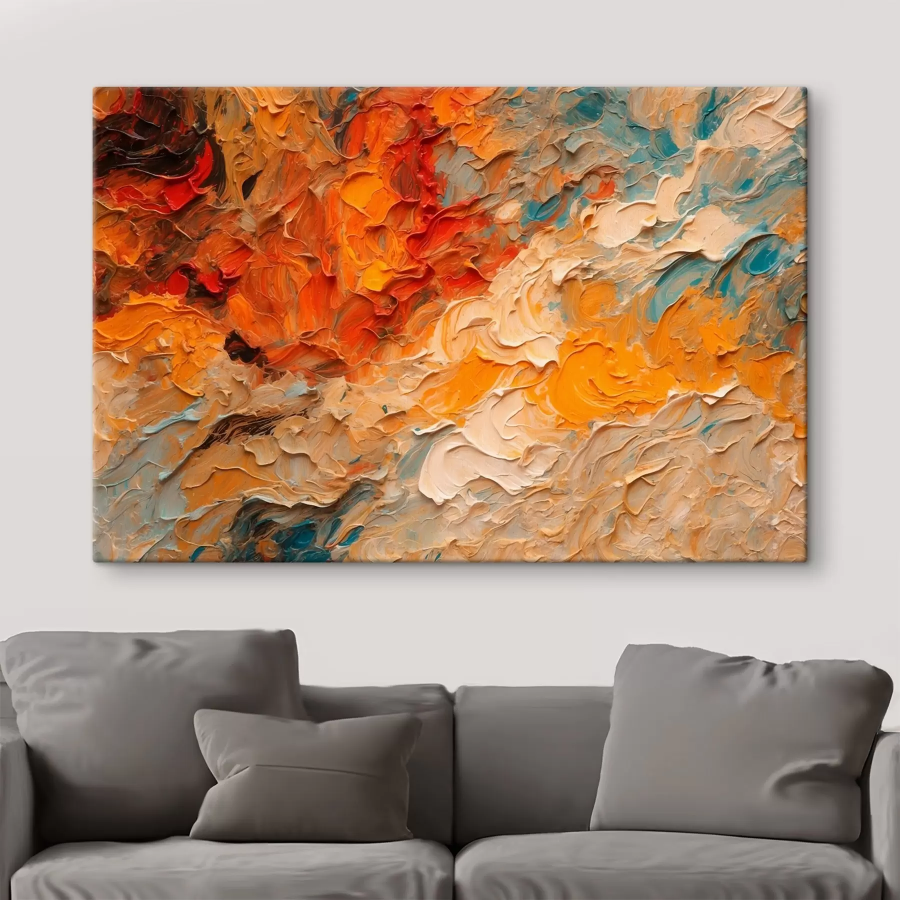 Fotobehang Rood en wit abstract olieverfschilderij s43092