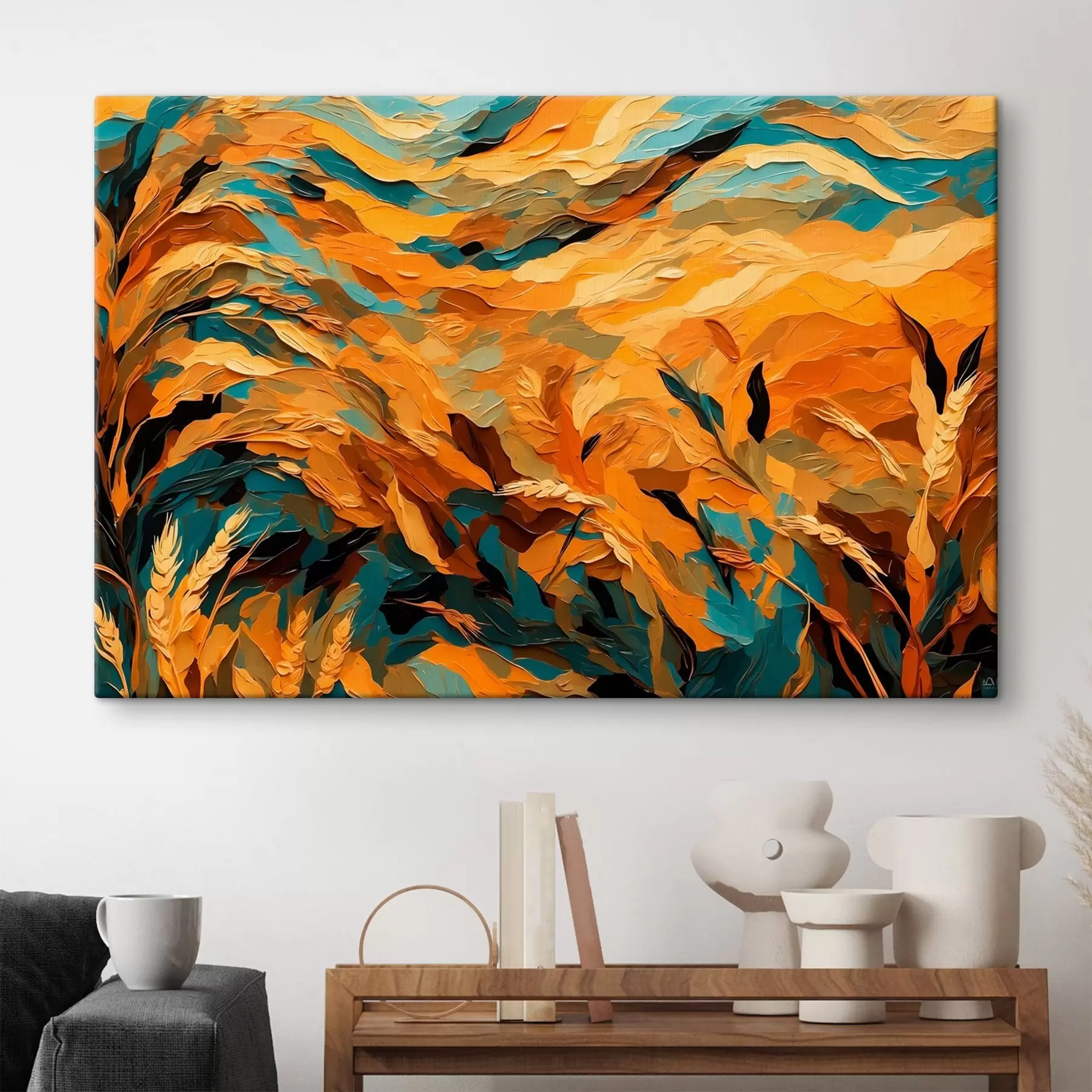 Fotobehang Abstract tarweveld in olieverfstijl s43096