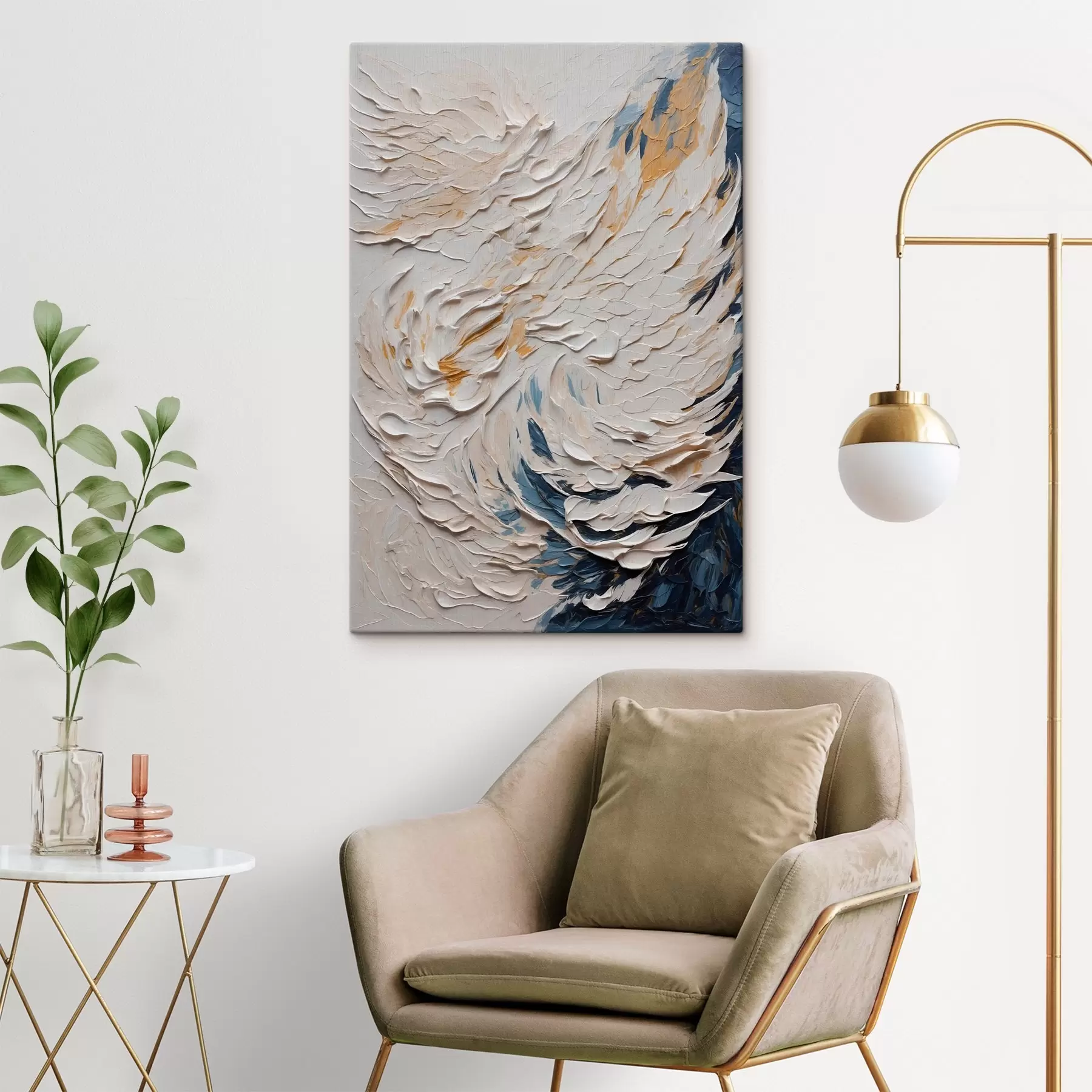 Fotobehang Abstracte witte vleugel in olieverfschilderijstijl s43097