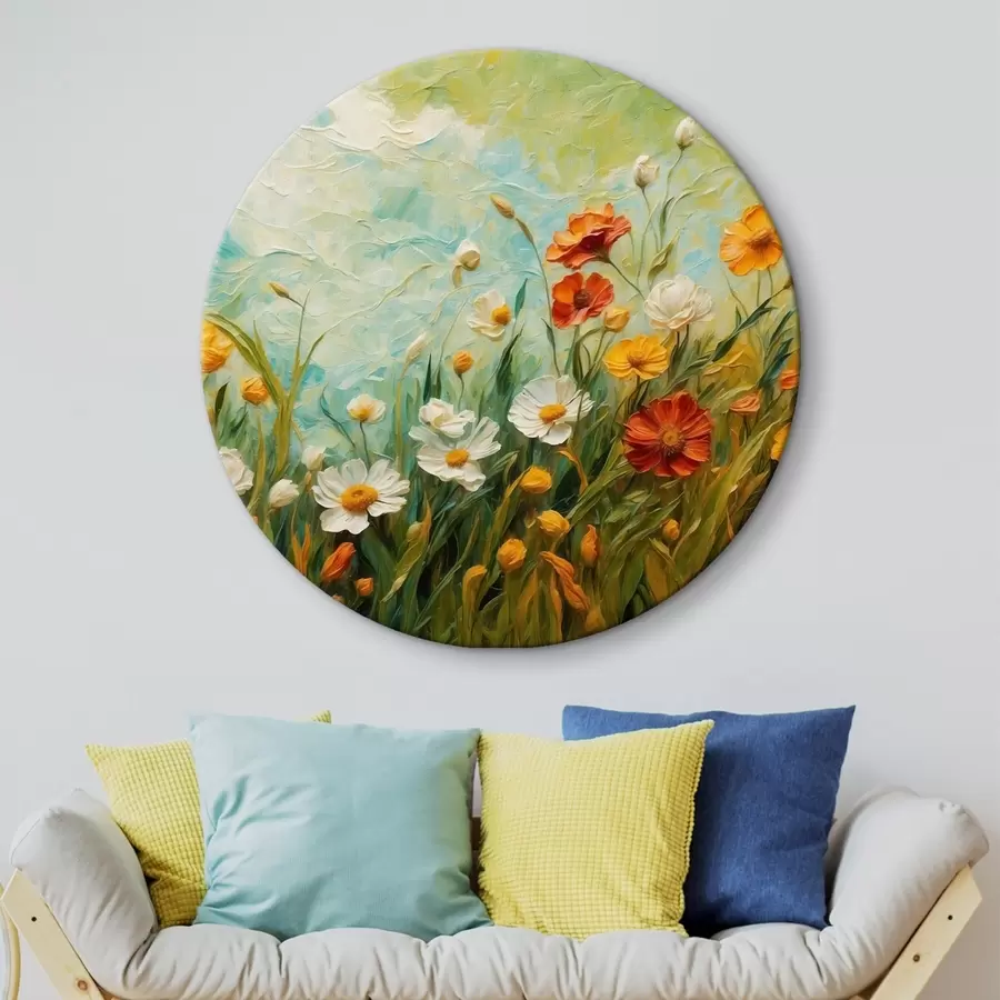  Peintures Champ de fleurs sur fond de ciel bleu abstrait r43100