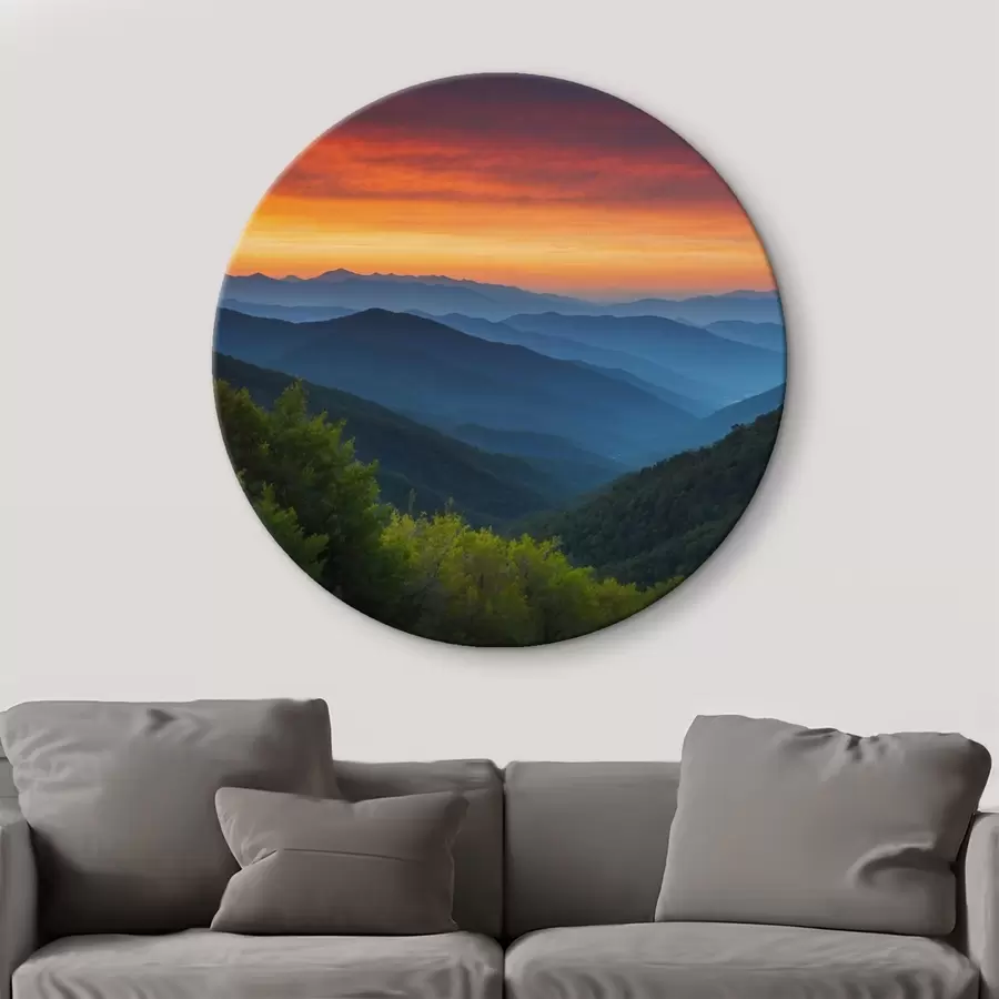  Schilderijen Uitzicht vanaf de bergen bij zonsopgang r43119