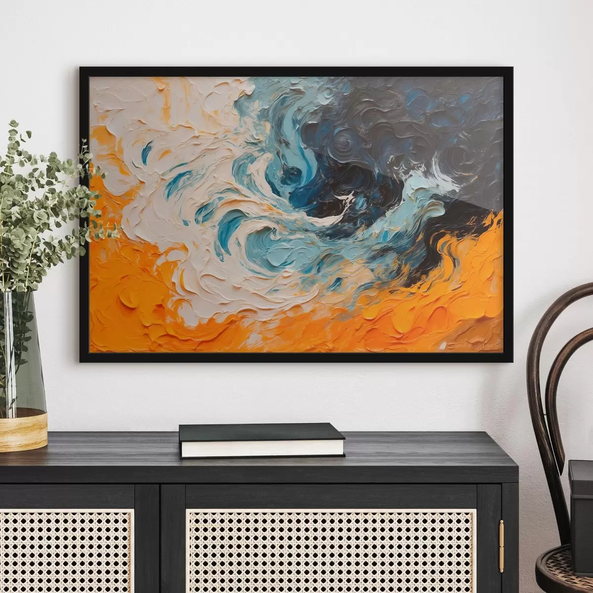 Affiche Mer déchaînée abstraite dans le style de la peinture à l'huile f43095