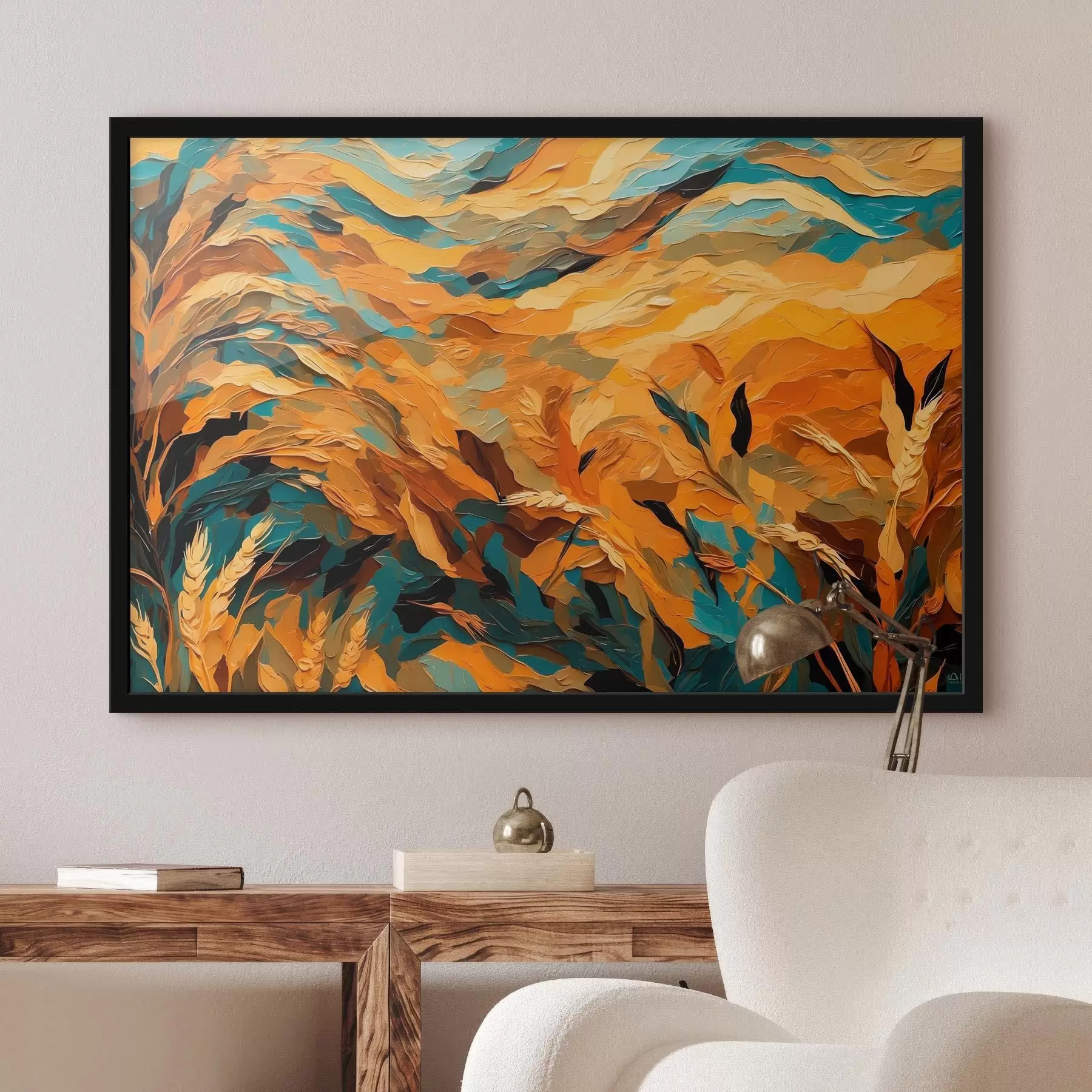  Schilderijen Abstract tarweveld in olieverfstijl f43096