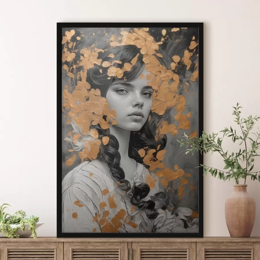 Fotobehang Portret van een meisje in potlood f43098