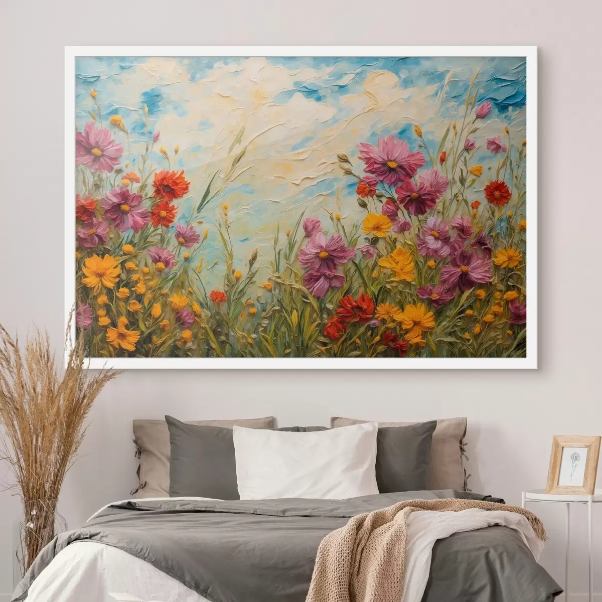 Affiche Champ de fleurs en peinture à l'huile f43102