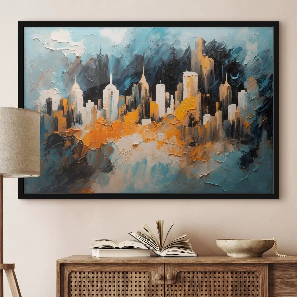 Affiche Ville abstraite dans le style de la peinture à l'huile f43109