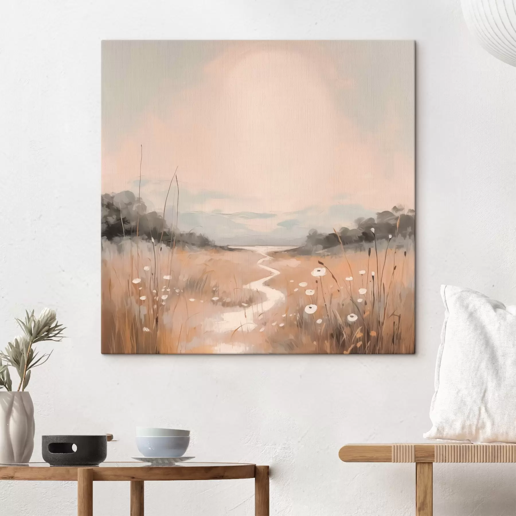 Fotobehang Veldlandschap imitatie van schilderkunst s43224