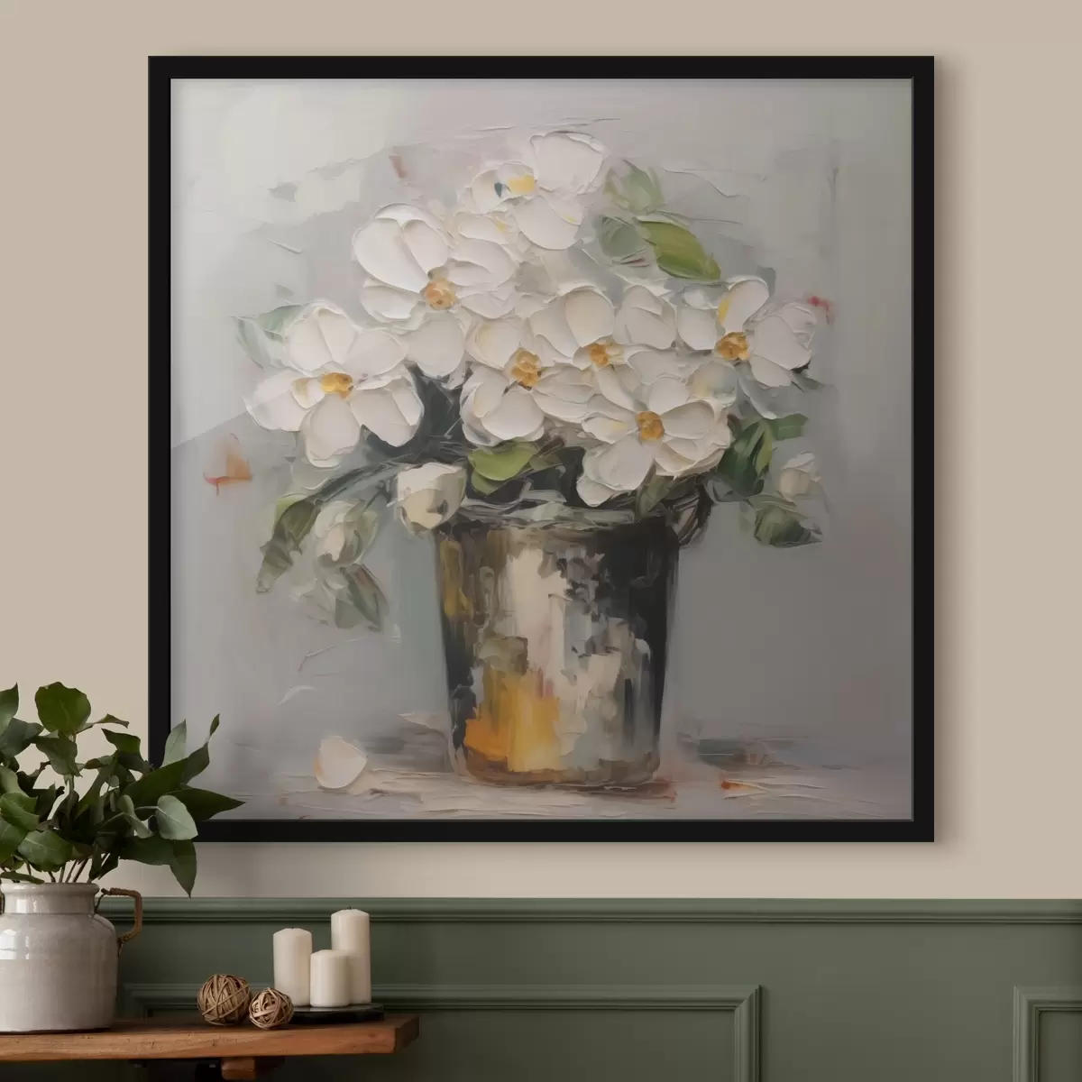 Affiche Fleurs dans un seau imitation peinture f43228