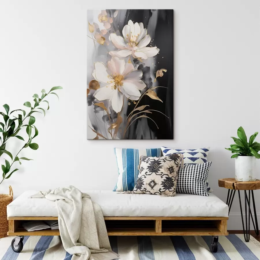  Peintures Fleurs abstraites sur fond sombre s43255