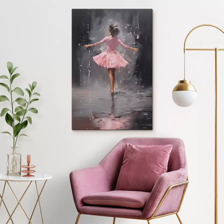  Peintures Personnes, fille en robe rose, imitation peinture à l'huile s43258