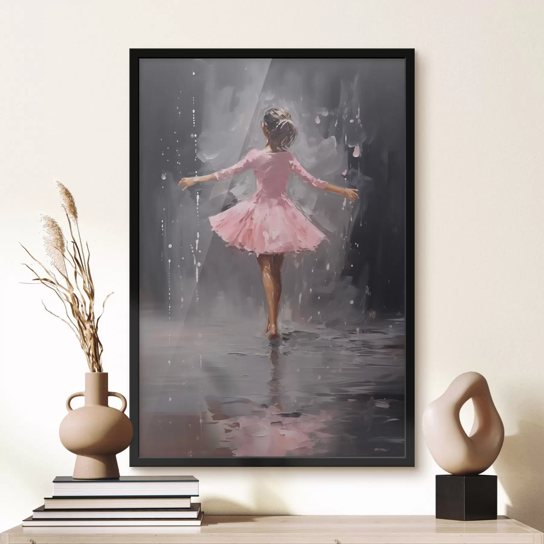  Peintures Personnes, fille en robe rose, imitation peinture à l'huile f43258