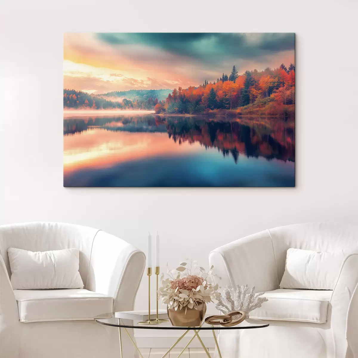  Peintures Aube sur le lac en automne s43290