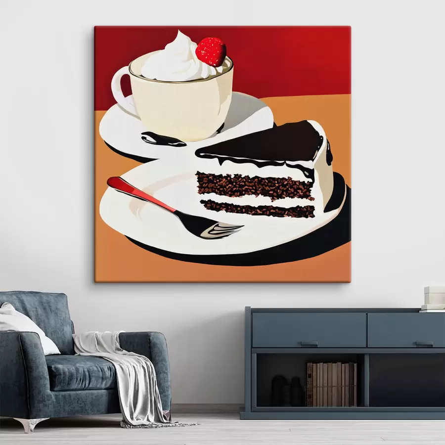  Peintures Une tasse de café et une part de gâteau s43293