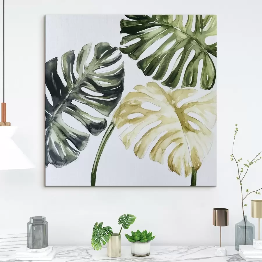  Schilderijen Tropische bladeren op witte achtergrond s43304