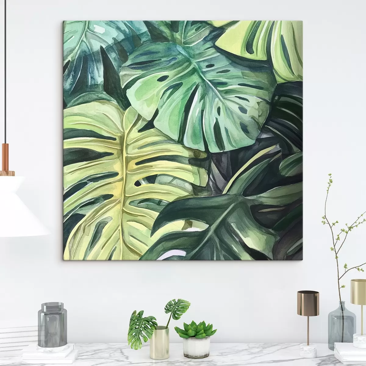  Peintures Feuilles tropicales sur fond blanc s43305