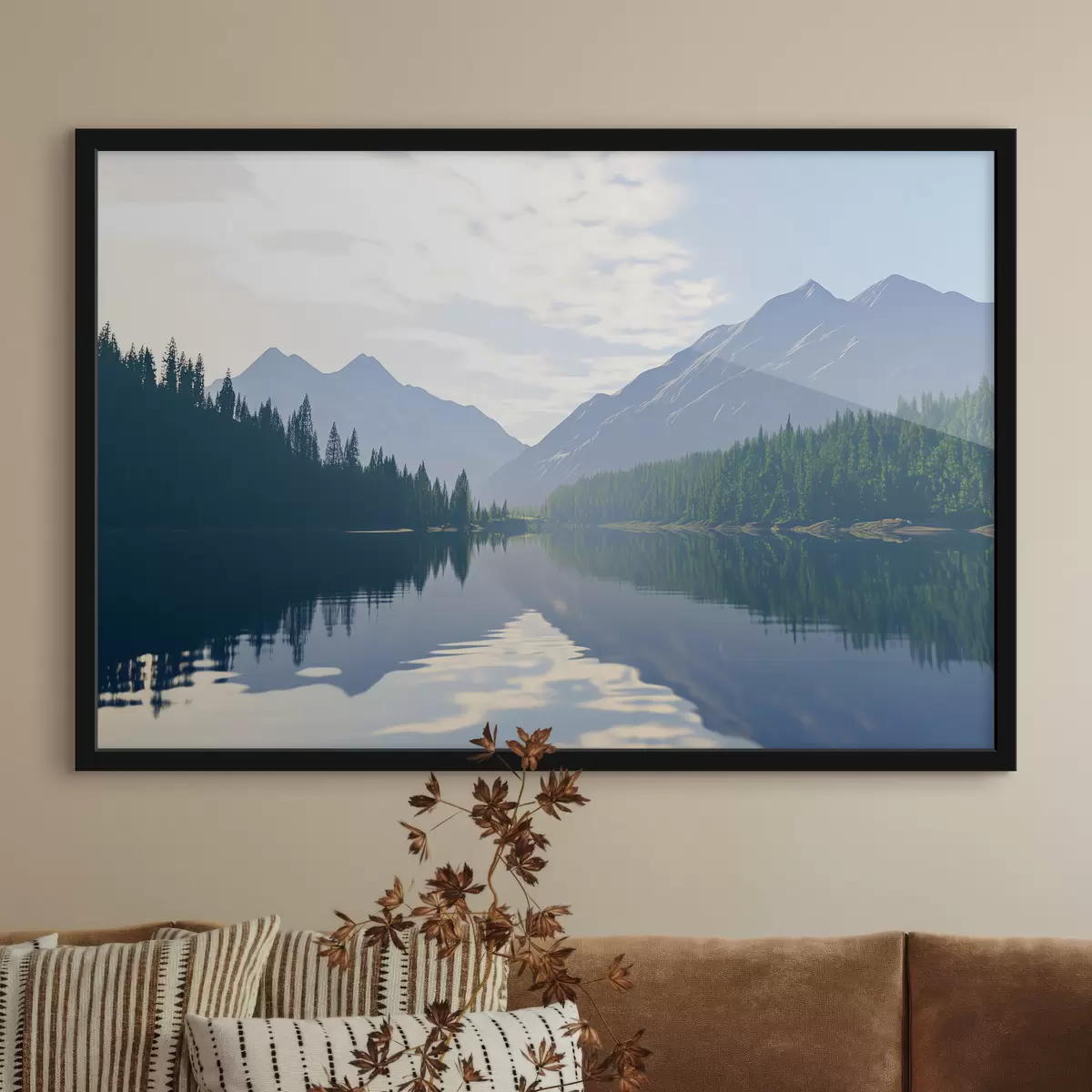 Poster Meer bij de bergen f43288