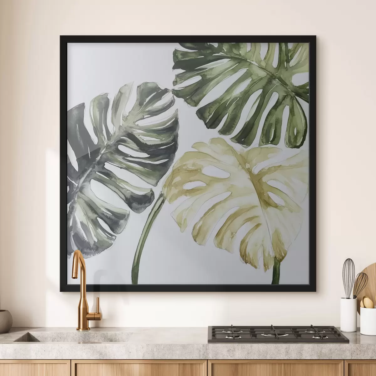 Poster Tropische bladeren op witte achtergrond f43304