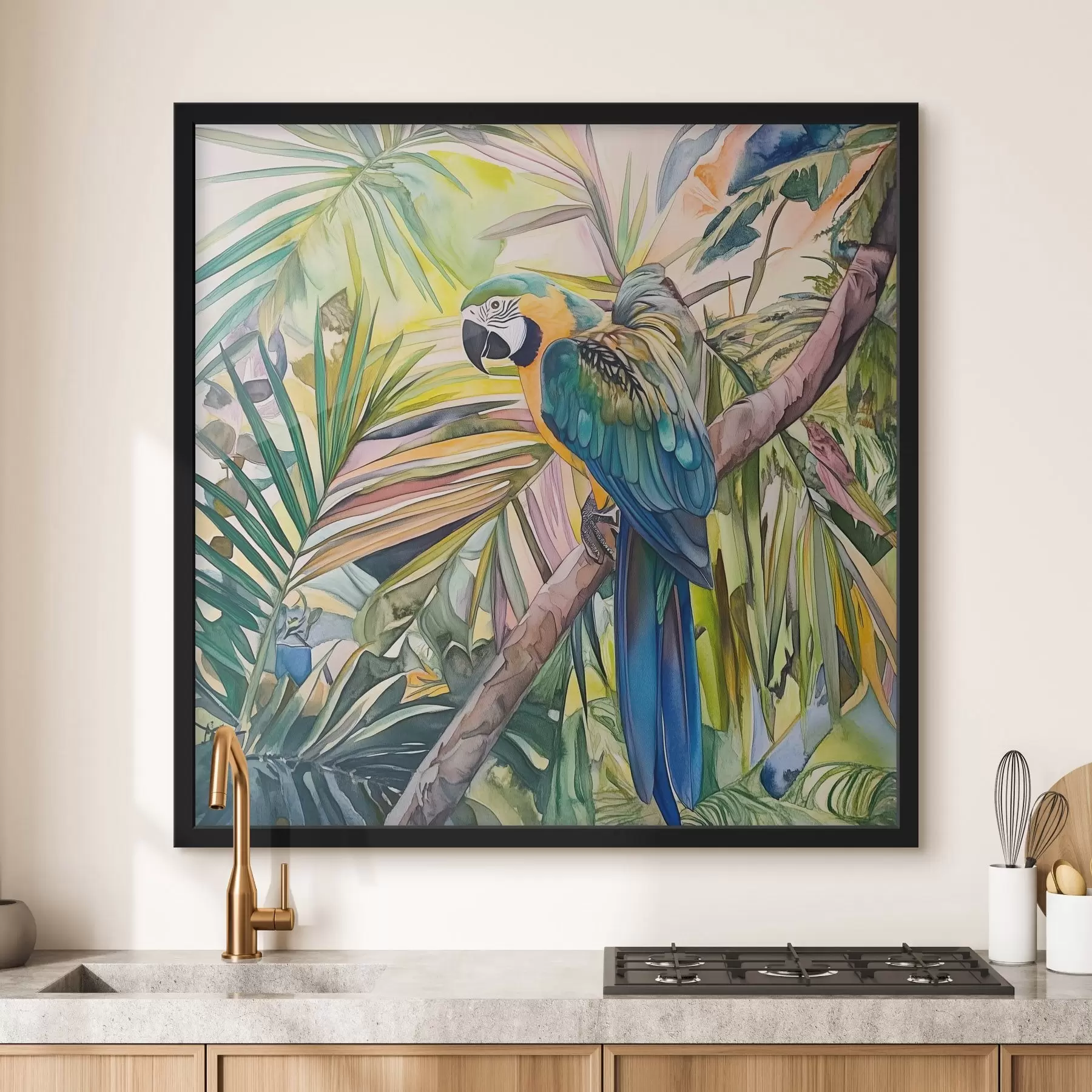 Fotobehang Papegaai op een boom f43306