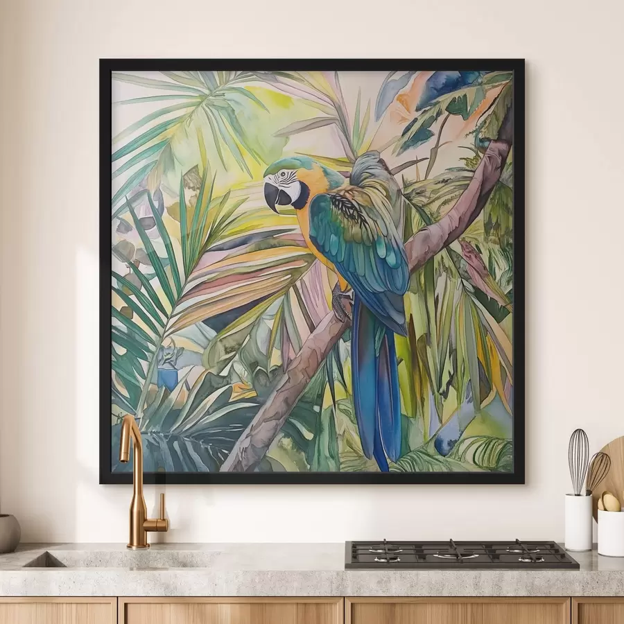 Fotobehang Papegaai op een boom f43306