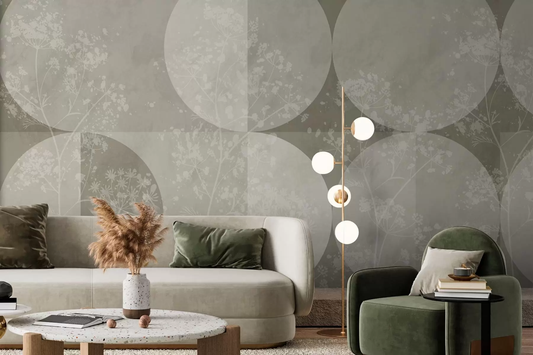 Fotobehang Geometrie Planten en Splashes Trend w03401