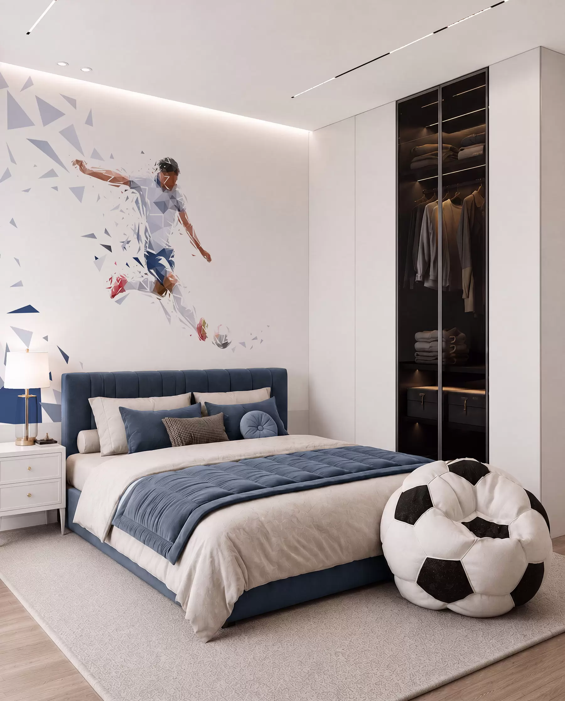 Fotobehang Voetbal in hoekige vormen w03289
