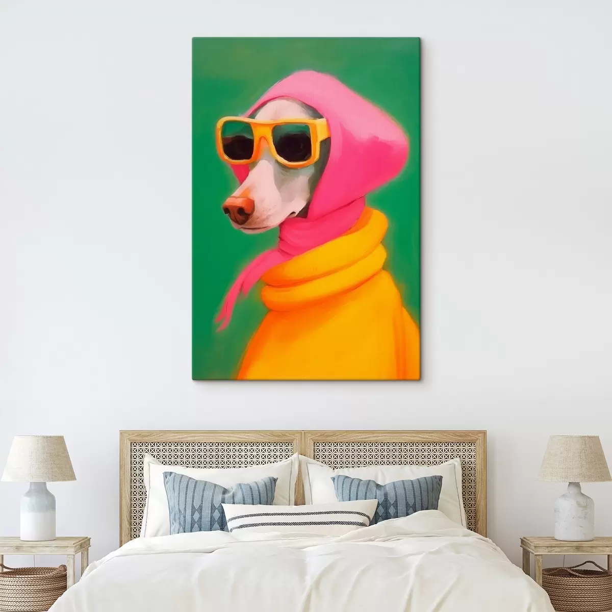  Peintures Chien stylé dans des vêtements brillants s43265