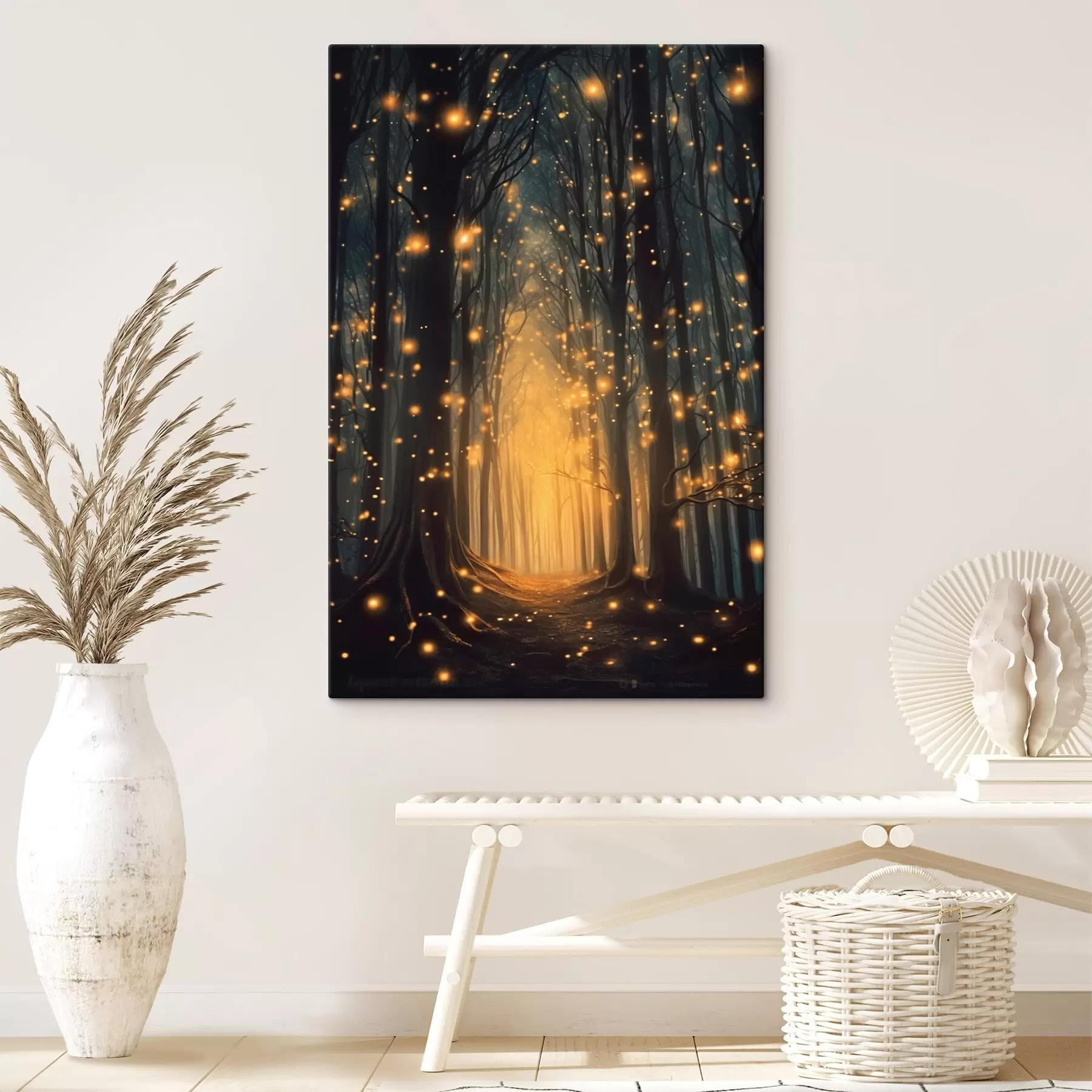 Fotobehang Magisch bos met vuurvliegjes s43272