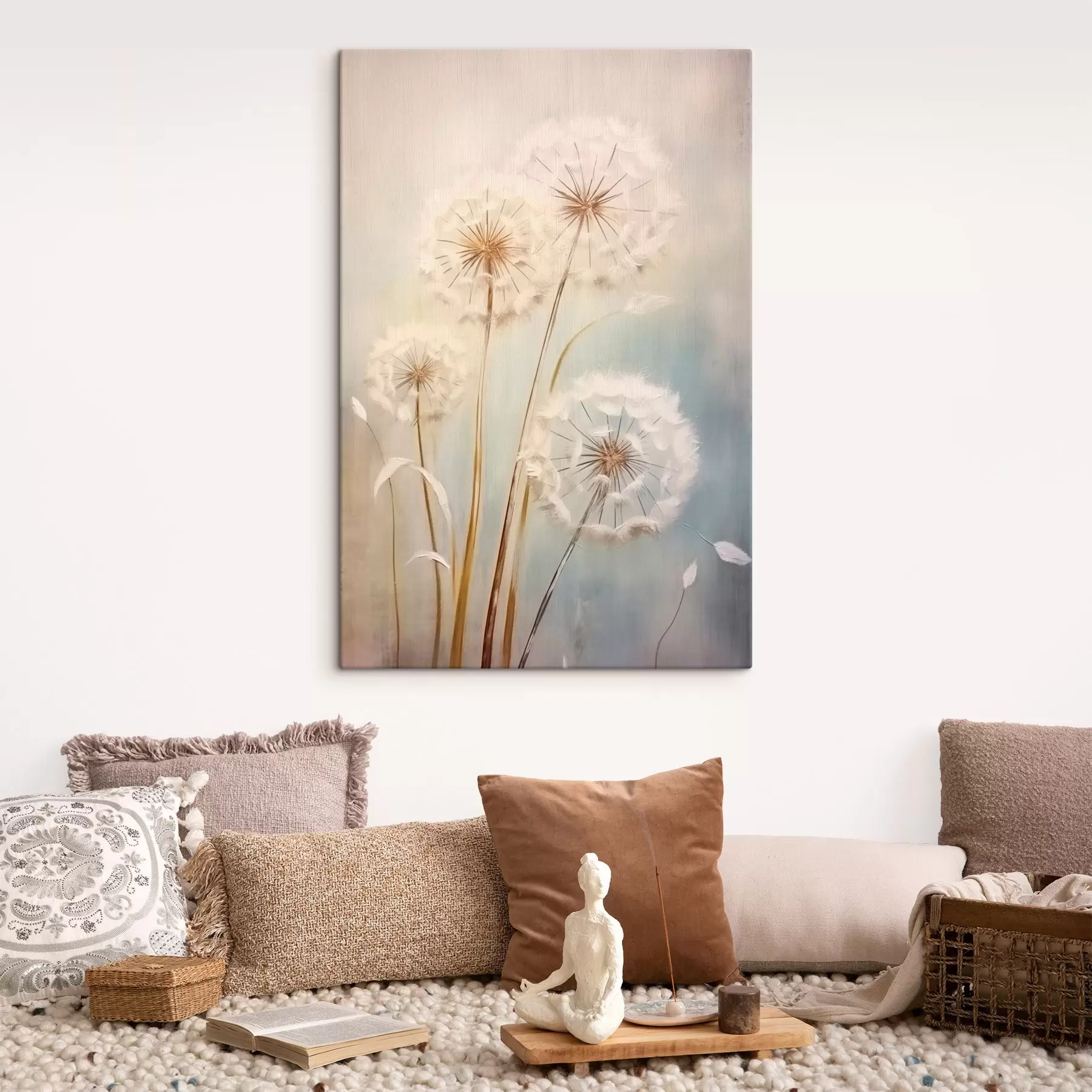  Schilderijen Delicate paardenbloemen op een pastelkleurige achtergrond s43279